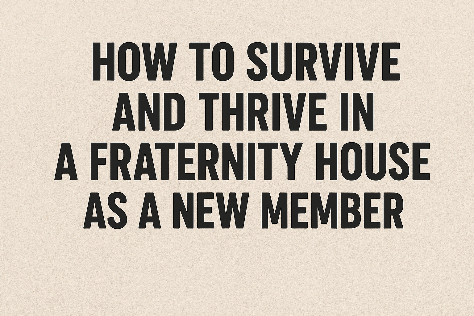 How to Survive and Thrive in a Fraternity House as a New Member