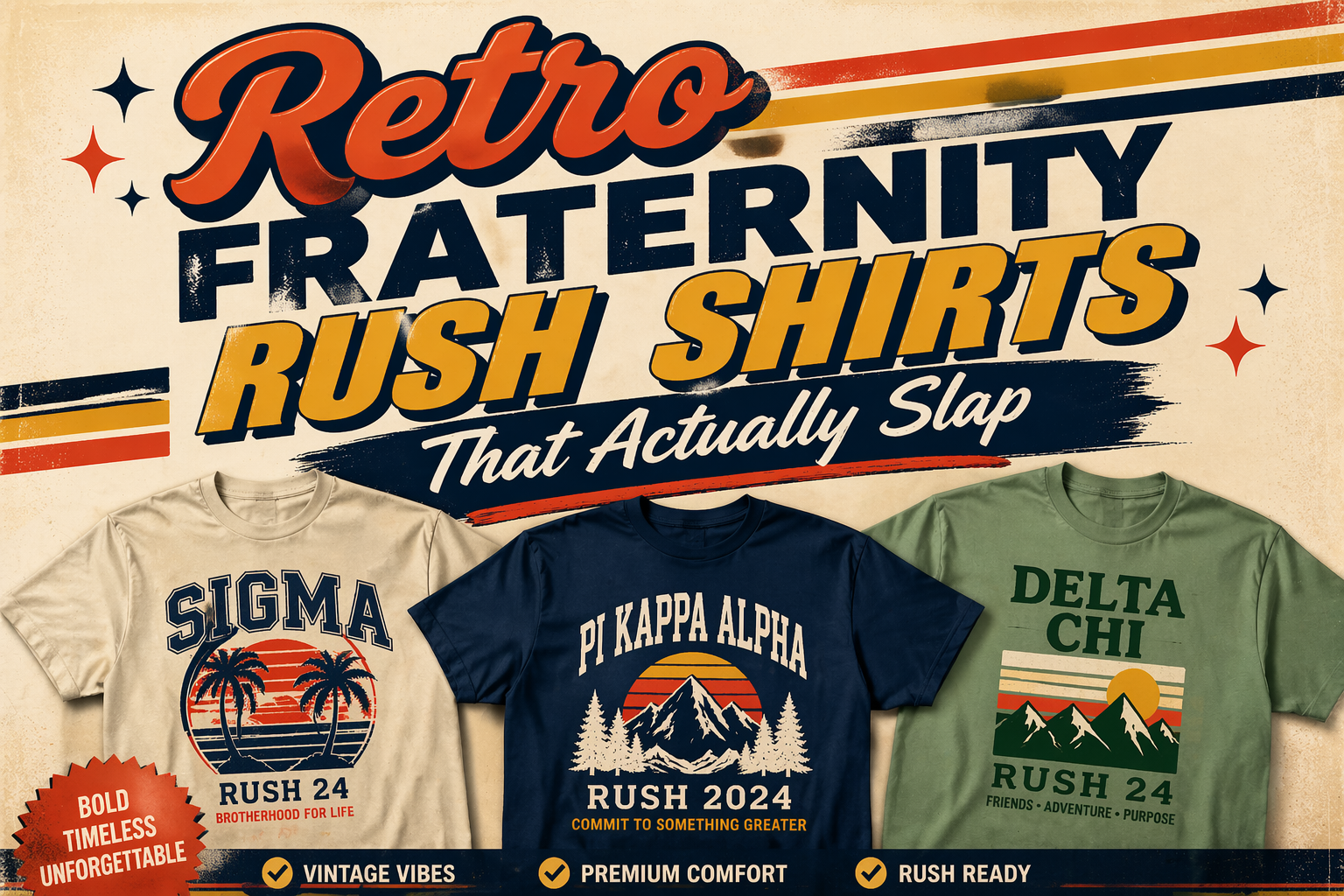 Retro Fraternity Rush Shirts That Actually Slap