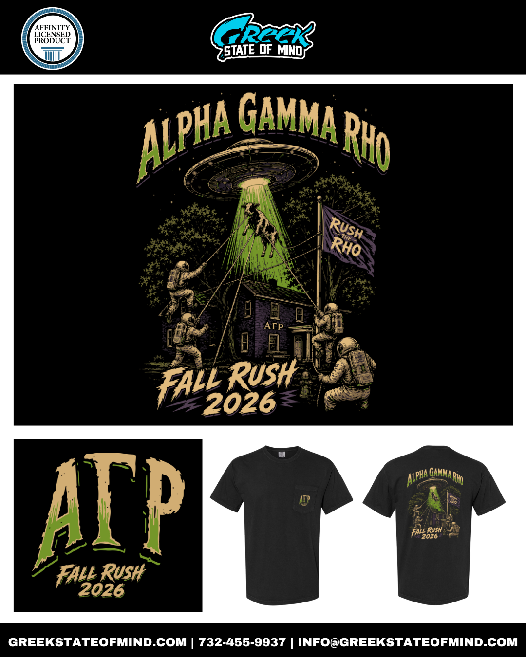 Alpha Gamma Rho - UFO Rush the Rho Pocket T-Shirts