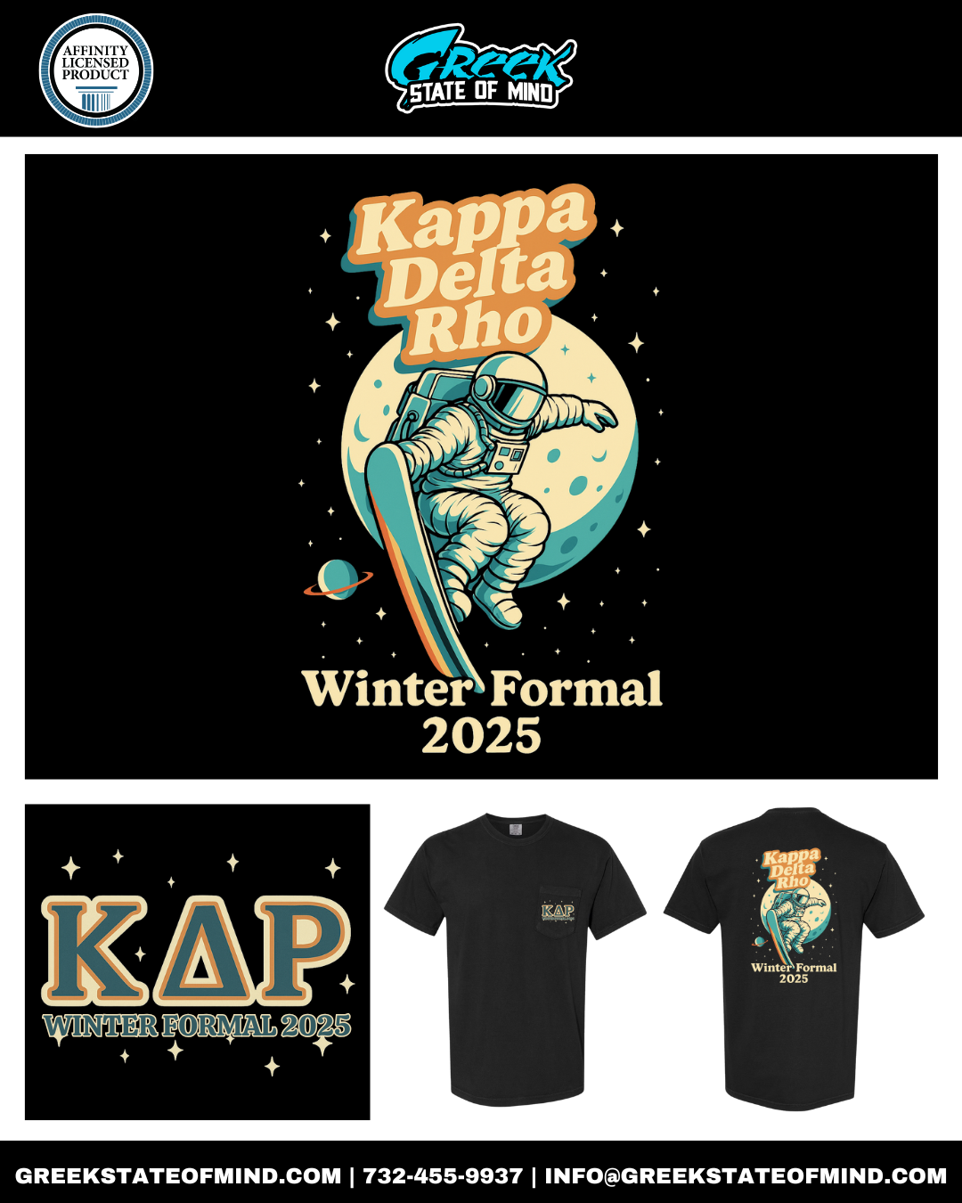 D001 - Kappa Delta Rho Winter Formal Space Theme Fraternity Shirt Design