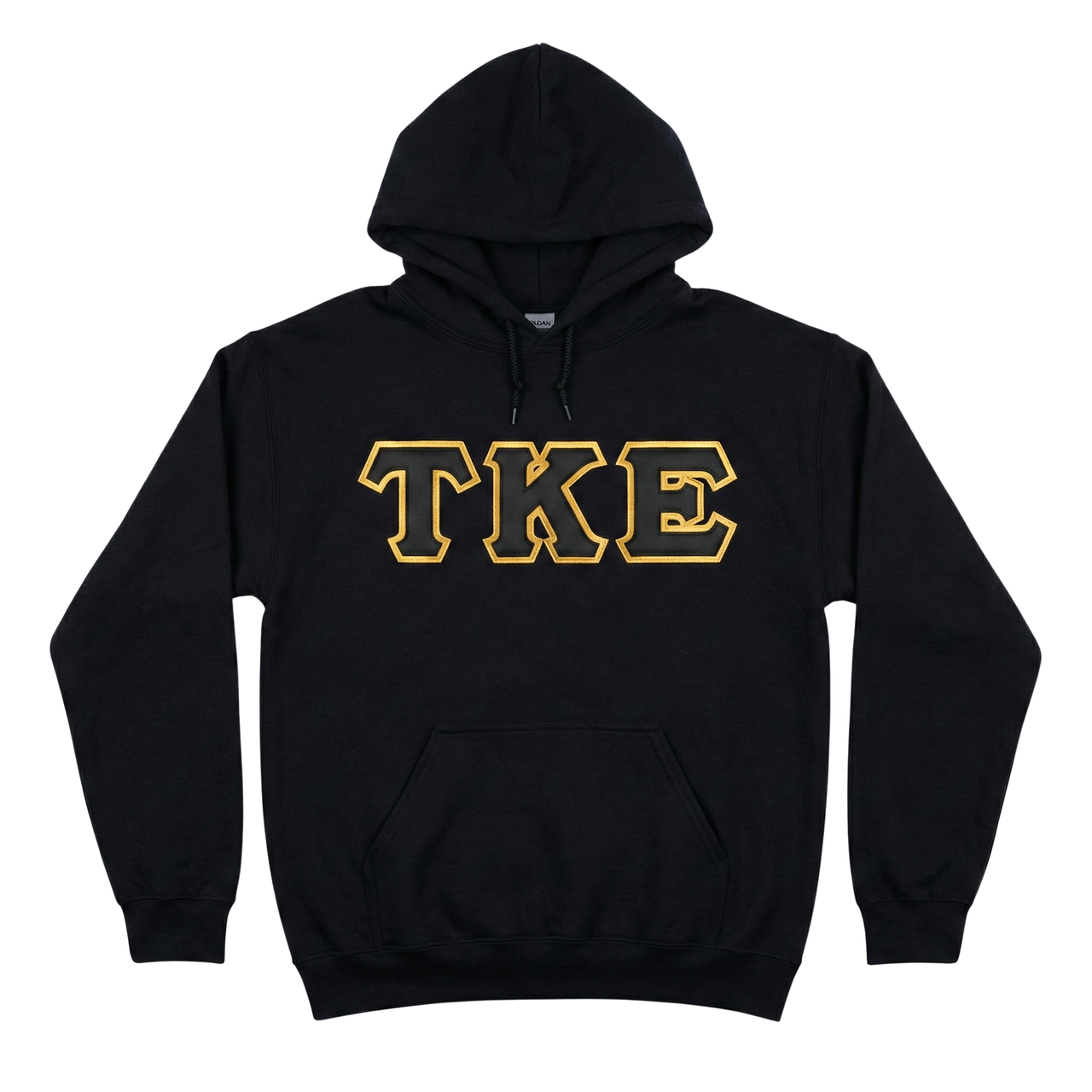 Tau Kappa Epsilon Stitched Letter Hoodie | Black | Black with Gold Border