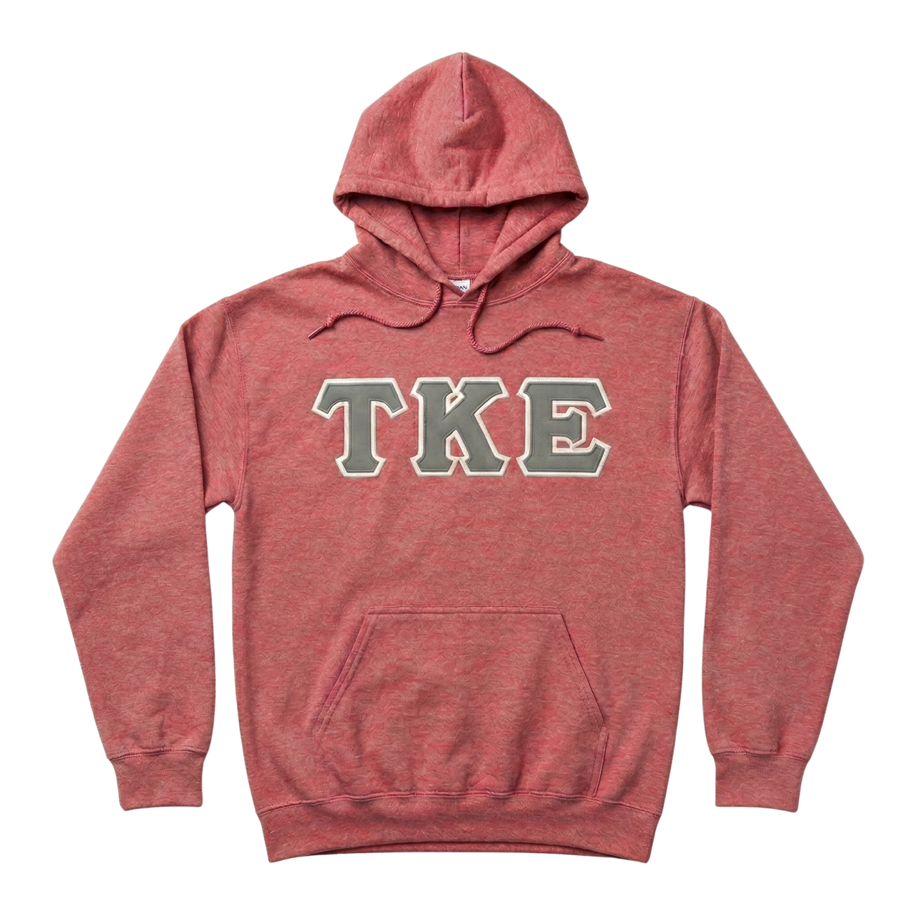 Tau Kappa Epsilon Stitched Letter Hoodie | Heather Red | Grey with White Border