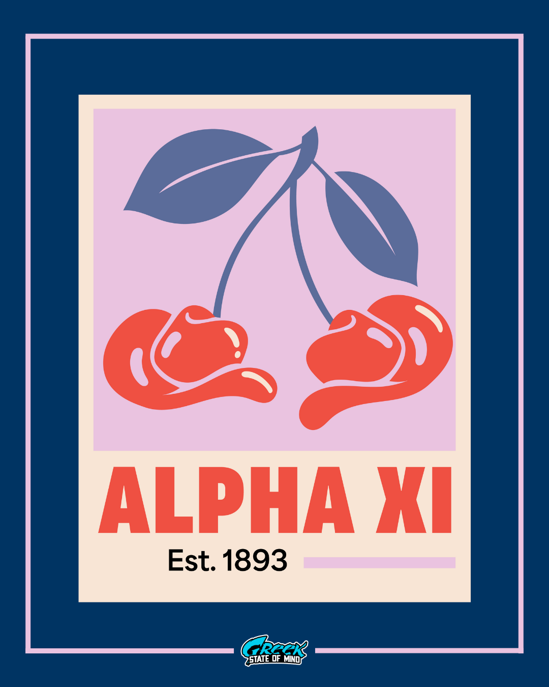 D238 – Alpha Xi Delta Cherries Retro Poster Est. 1893