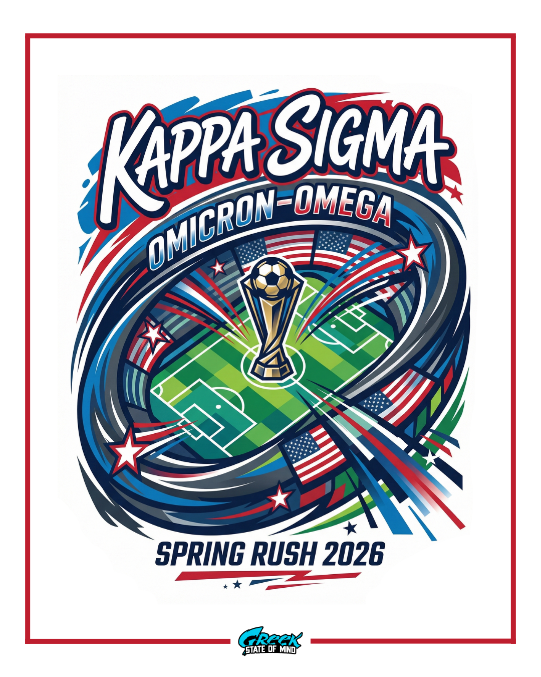 Kappa Sigma Omicron-Omega Spring Rush 2026 logo with sports-themed design