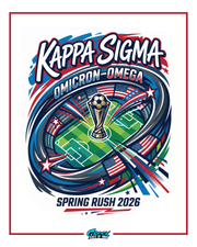 Kappa Sigma Omicron-Omega Spring Rush 2026 logo with sports-themed design