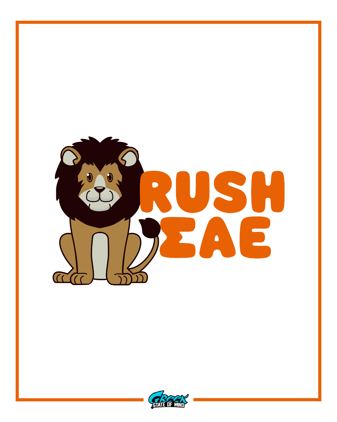 Cartoon lion with 'RUSH ΣΑΕ' text on a white background