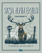 Sigma Alpha Epsilon fraternity poster with a deer illustration and text
