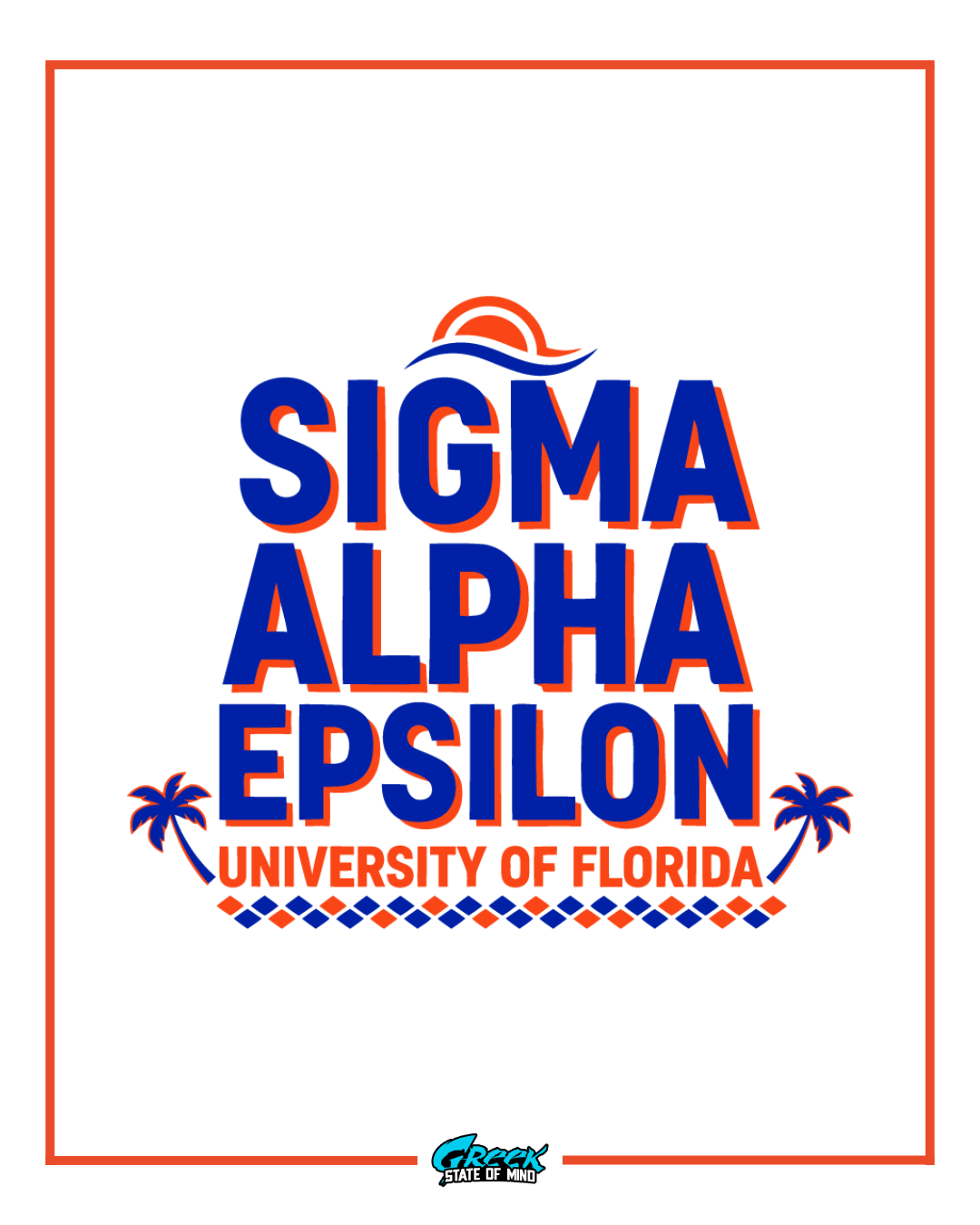 sigma alpha epsilon university of florida rush shirt design with bold typography palm trees and florida color accents