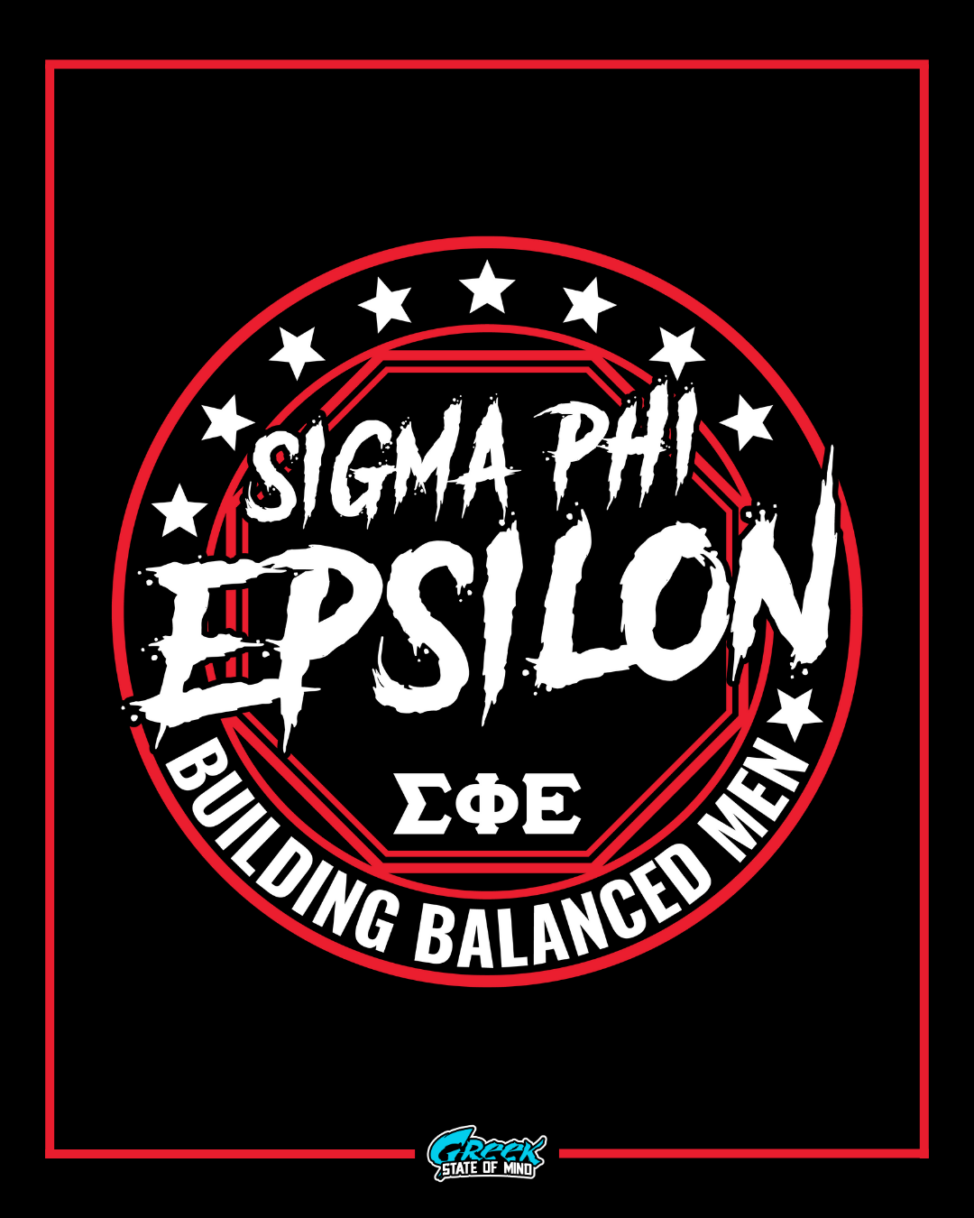 Sigma Phi Epsilon logo with red and white design on a black background
