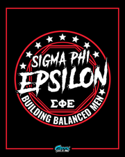 Sigma Phi Epsilon logo with red and white design on a black background