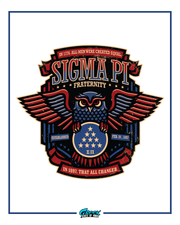 Sigma Pi Fraternity logo with an owl design on a white background