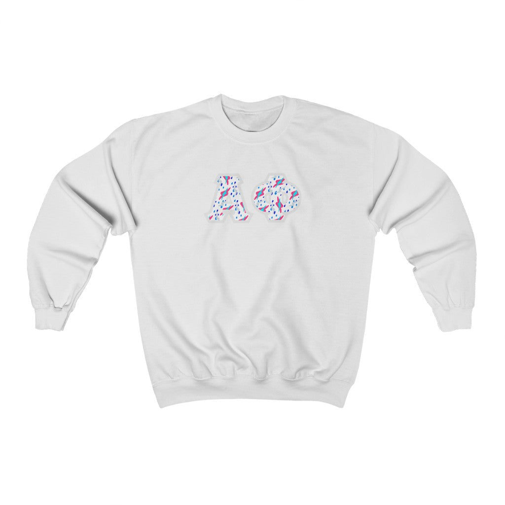 Alpha Phi Printed Letters | Bayside White Crewneck