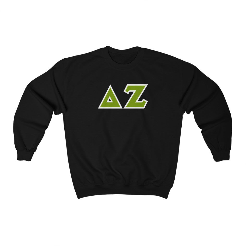 Delta Zeta Printed Letters | Green & White Border Crewneck