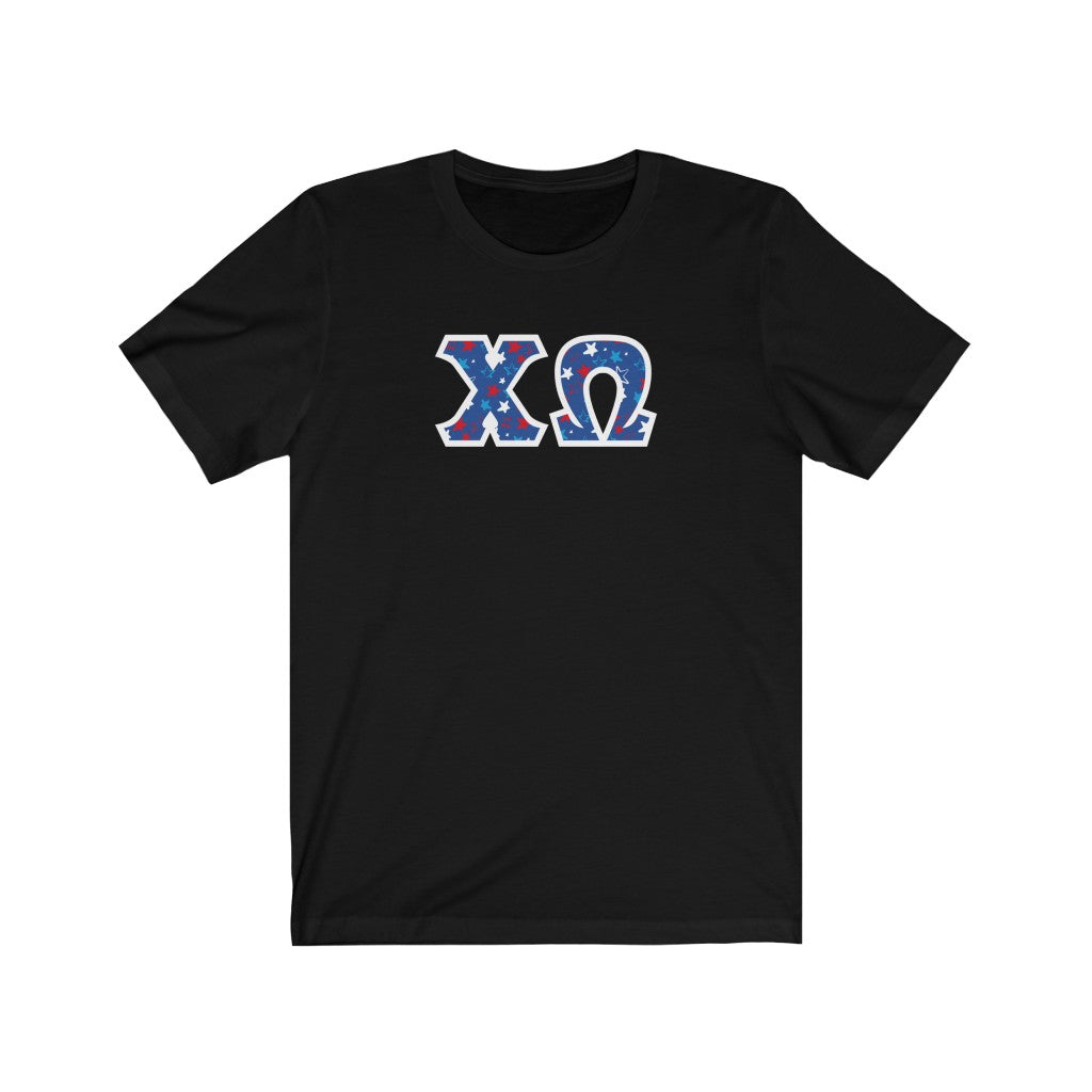 Chi Omega Printed Letters | USA Stars T-Shirt