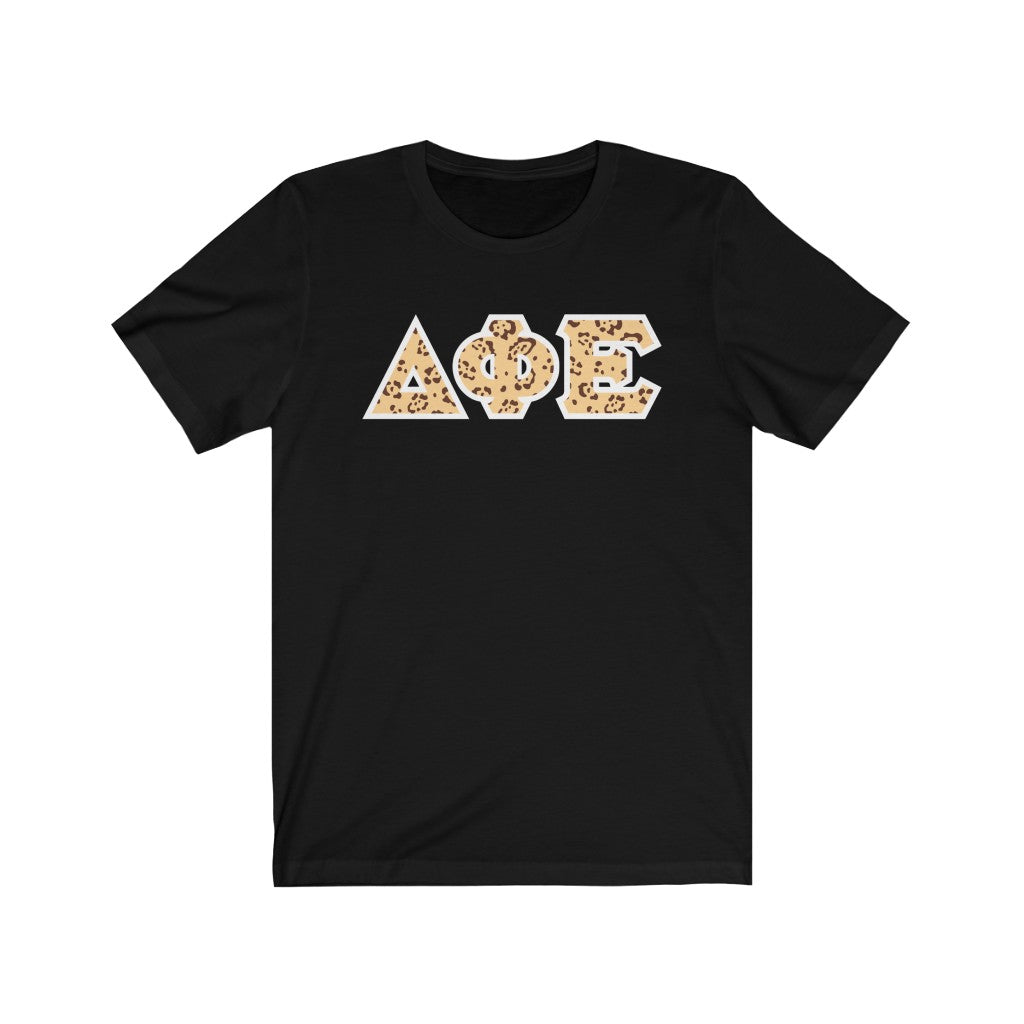 Delta Phi Epsilon Printed Letters | Leopard Print T-Shirt