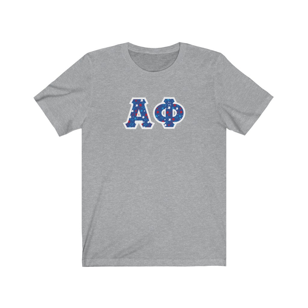 Alpha Phi Printed Letters | USA Stars T-Shirt