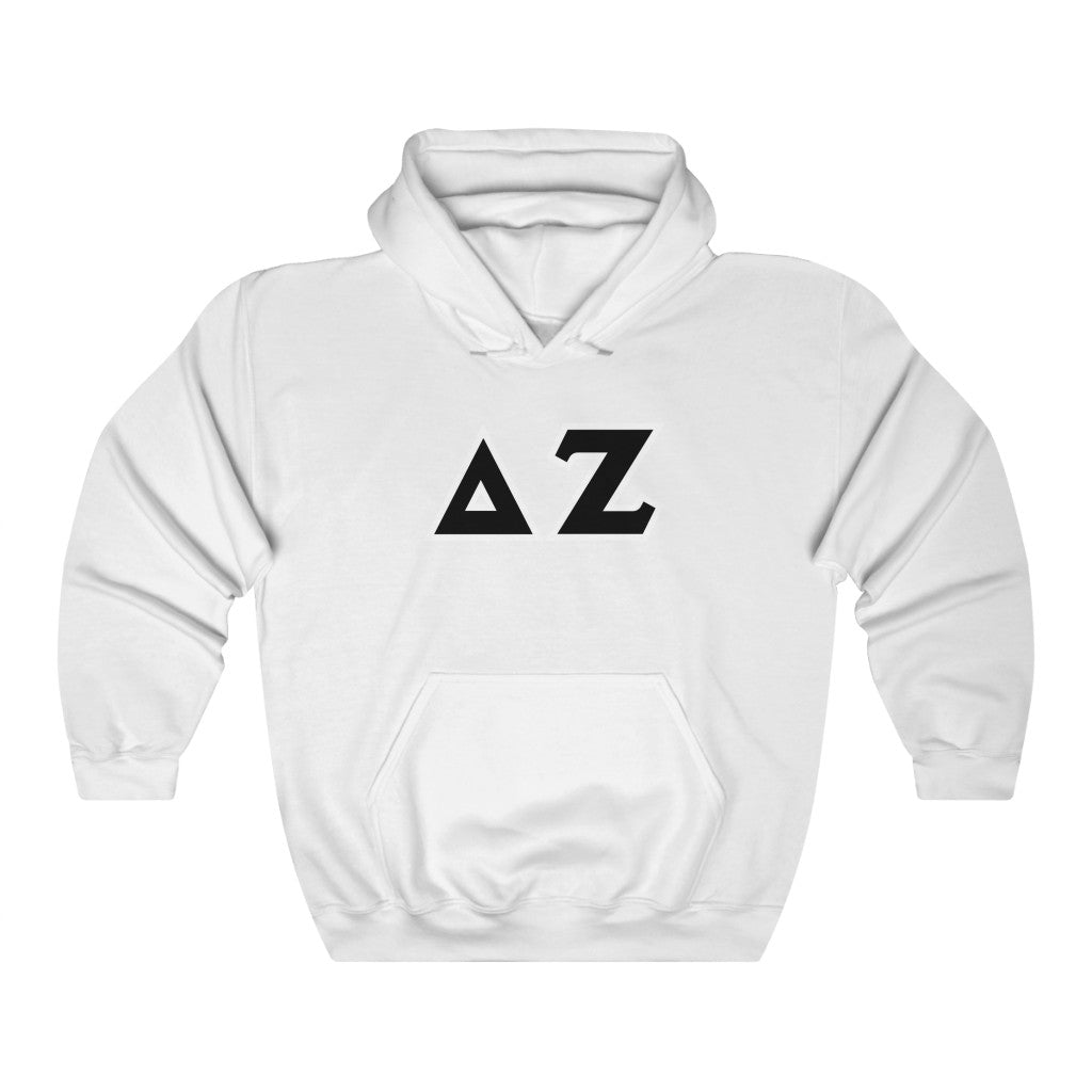 Delta Zeta Printed Letters | Black & White Border Hoodie