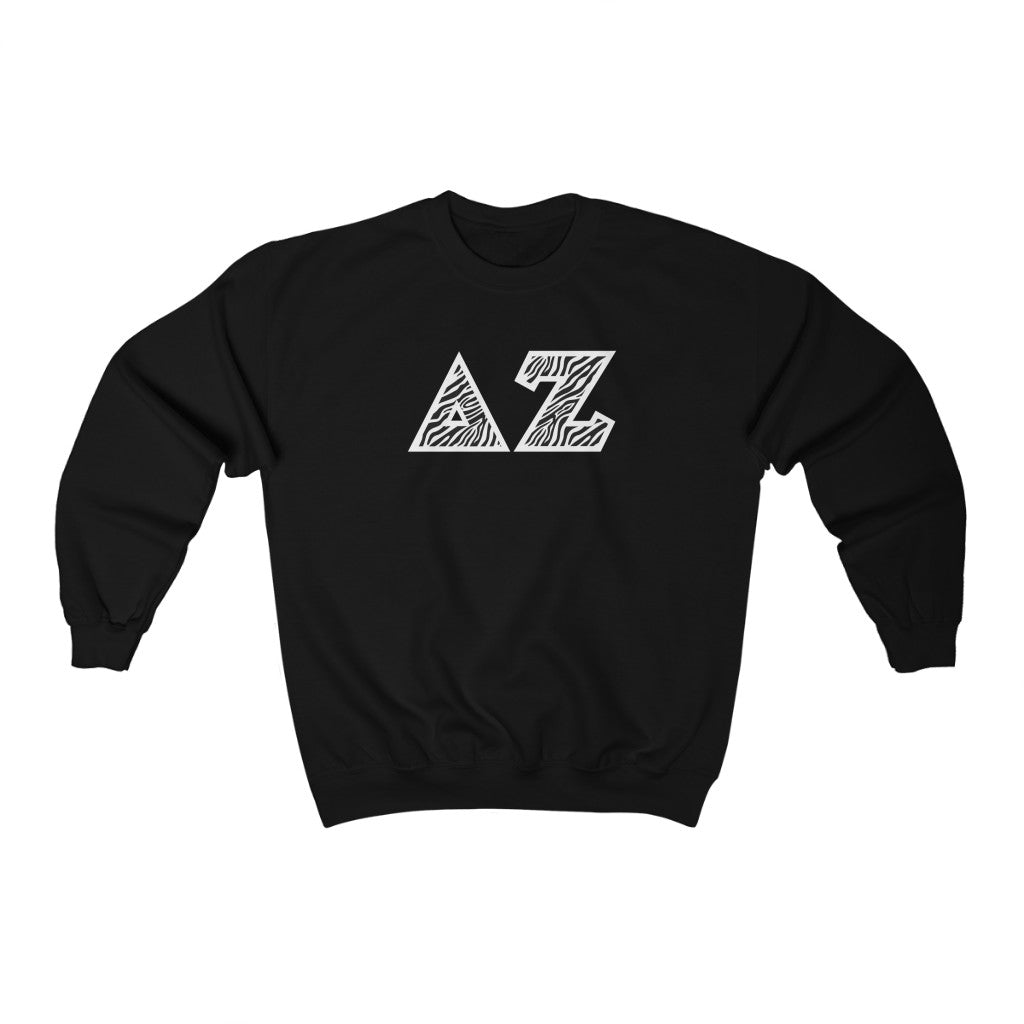 Delta Zeta Printed Letters | Zebra Print Crewneck
