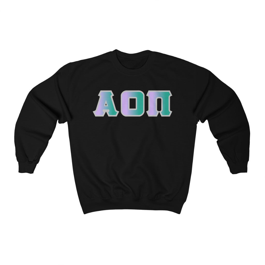 Alpha Omicron Pi Printed Letters | Antarctica with Grey Border Crewneck