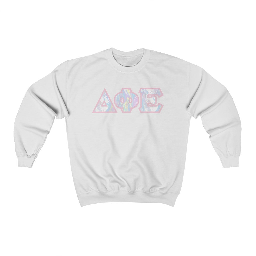 Delta Phi Epsilon Printed Letters | Pastel Tie-Dye Crewneck