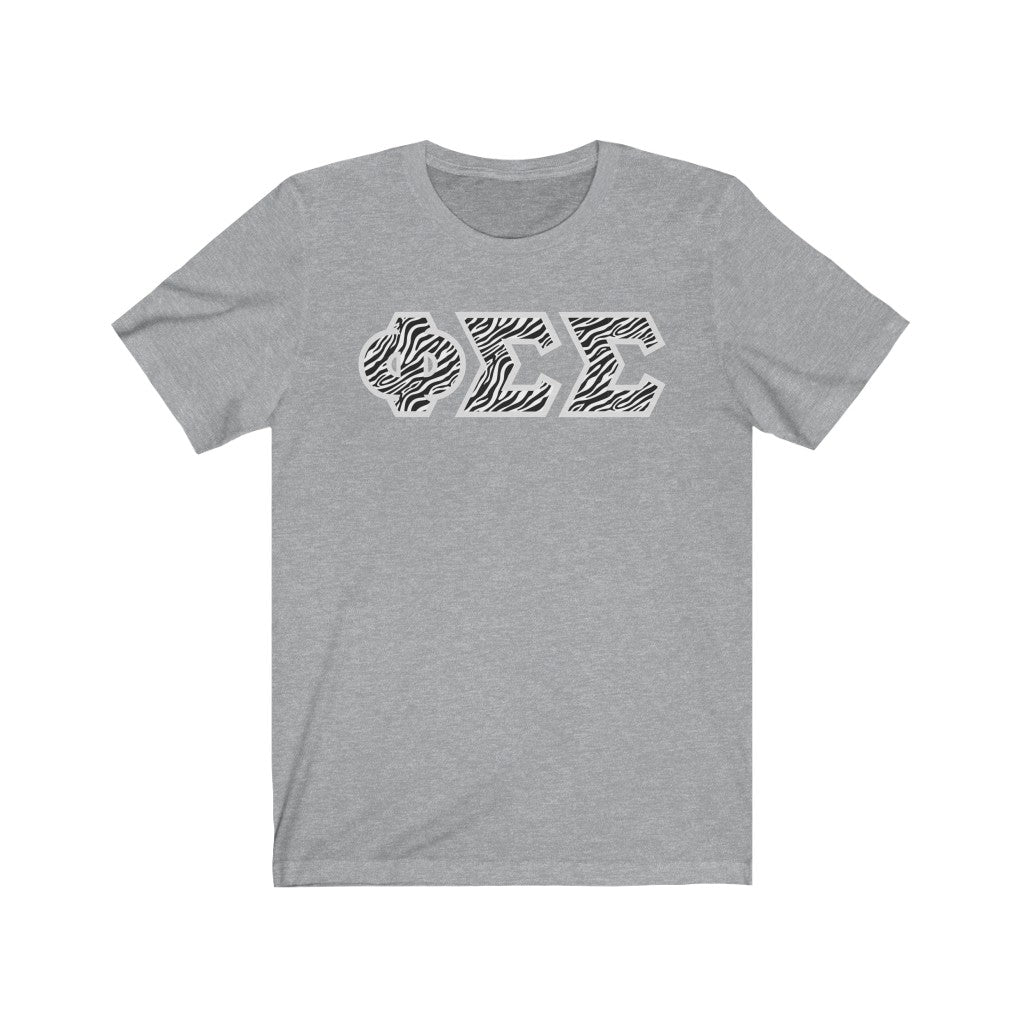 Phi Sigma Sigma Printed Letters | Zebra Print T-Shirt