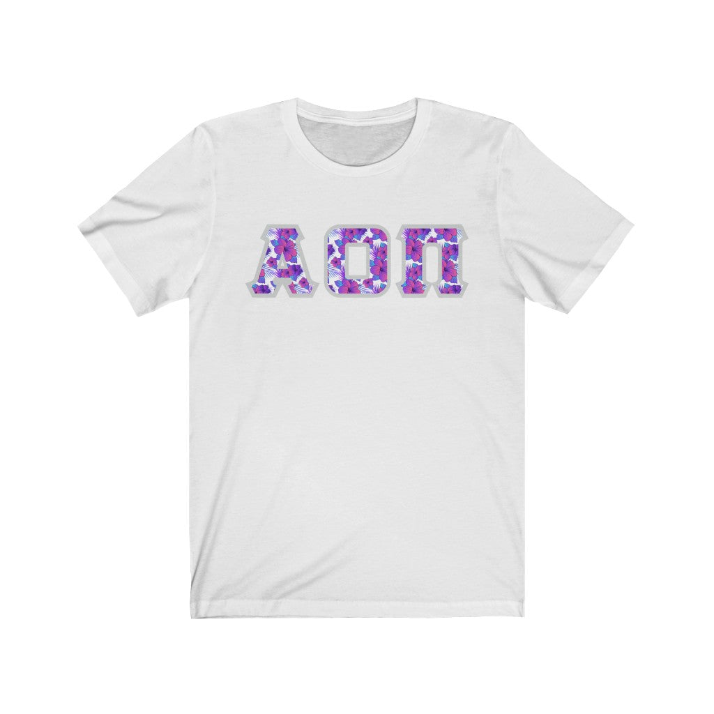 Alpha Omicron Pi Printed Letters | Flora T-Shirt