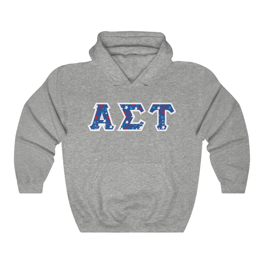 Alpha Sigma Tau Printed Letters | USA Stars Hoodie