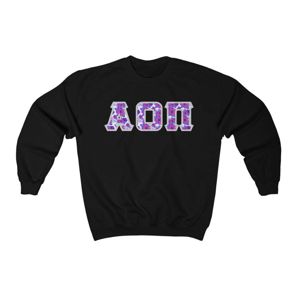 Alpha Omicron Pi Printed Letters | Flora Crewneck