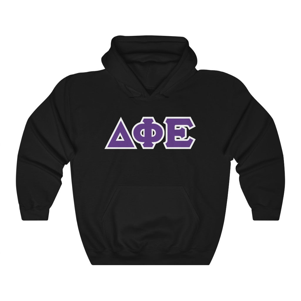 Delta Phi Epsilon Printed Letters | Purple with White Border Hoodie