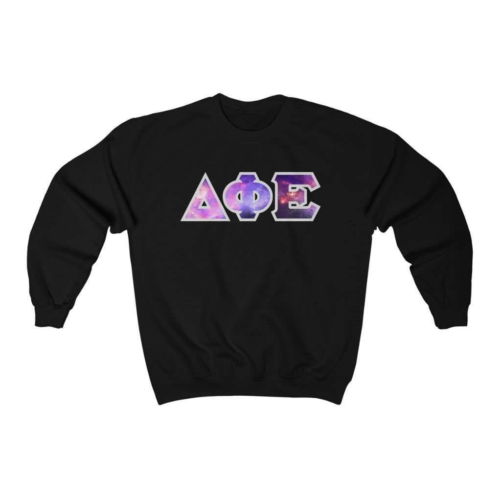 Delta Phi Epsilon Printed Letters | Galaxy Crewneck