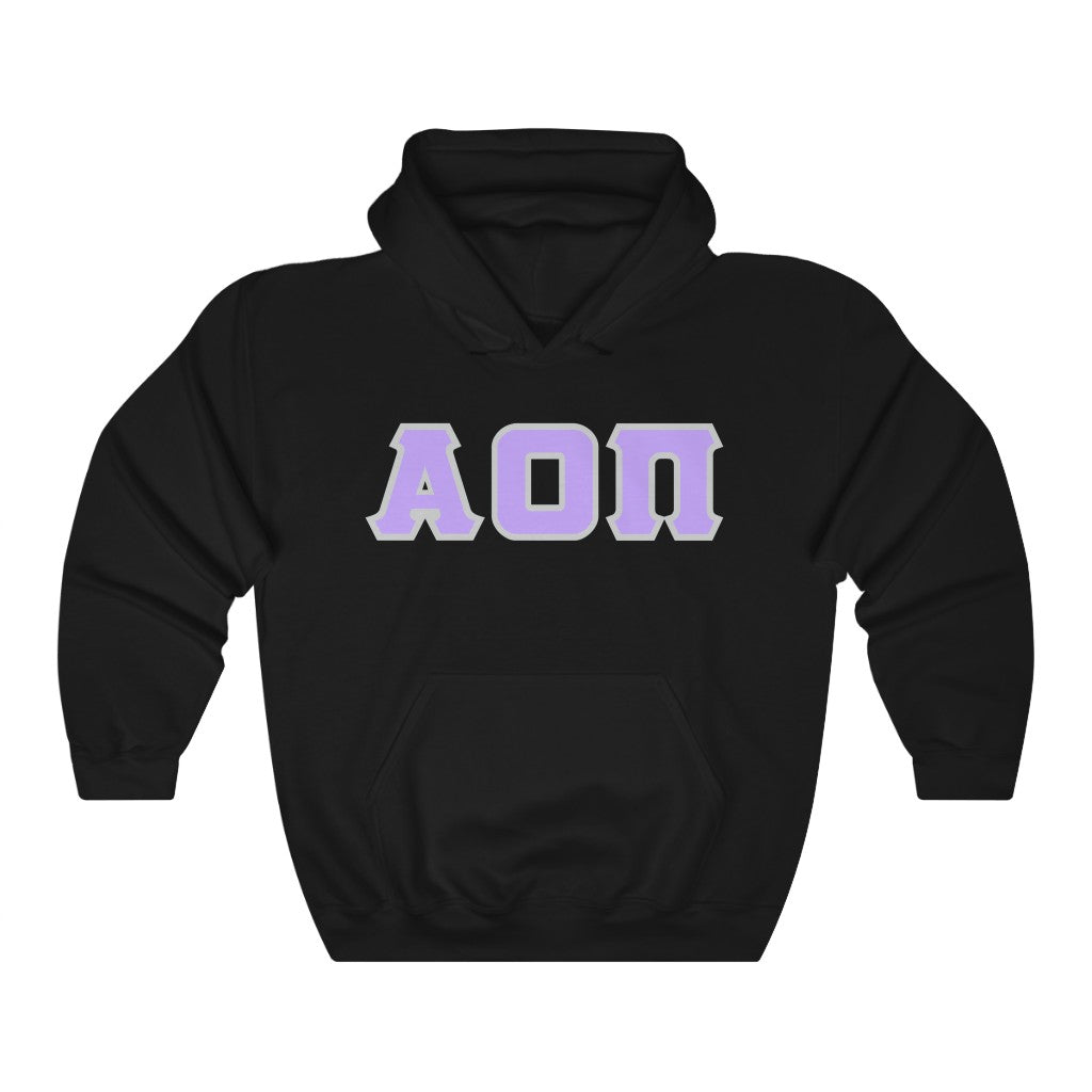 Alpha Omicron Pi Printed Letters | Violet with Grey Border Hoodie