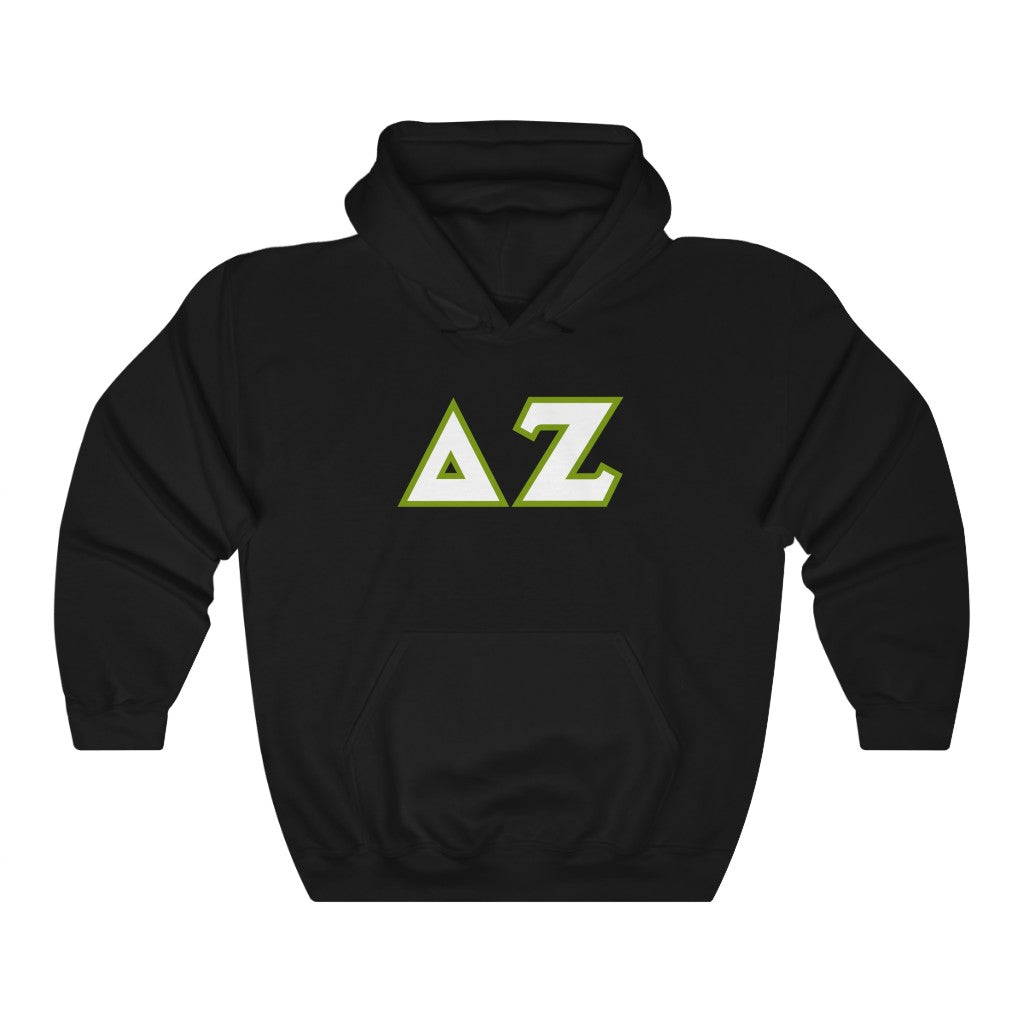Delta Zeta Printed Letters | White & Green Border Hoodie