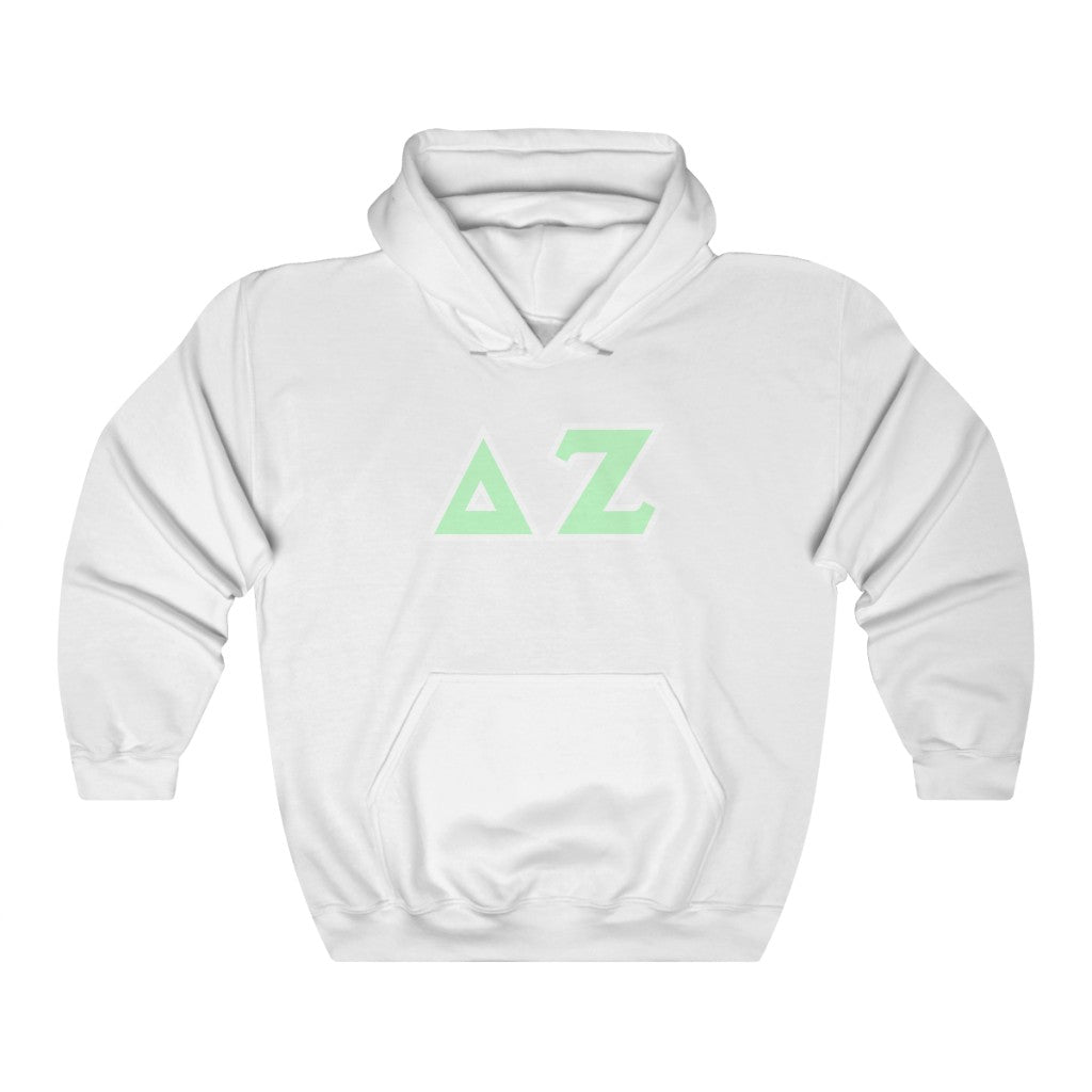 Delta Zeta Printed Letters | Mint & White Border Hoodie
