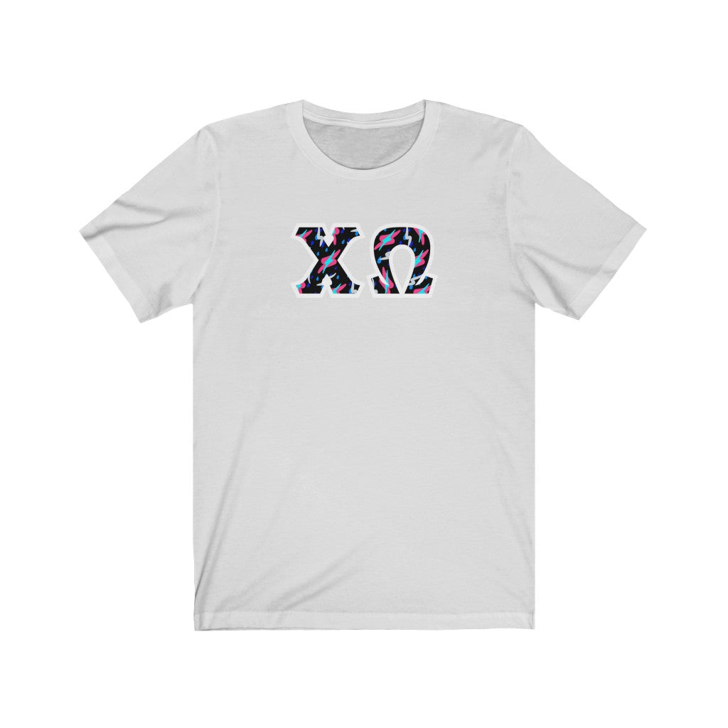 Chi Omega Printed Letters | Bayside Black T-Shirt