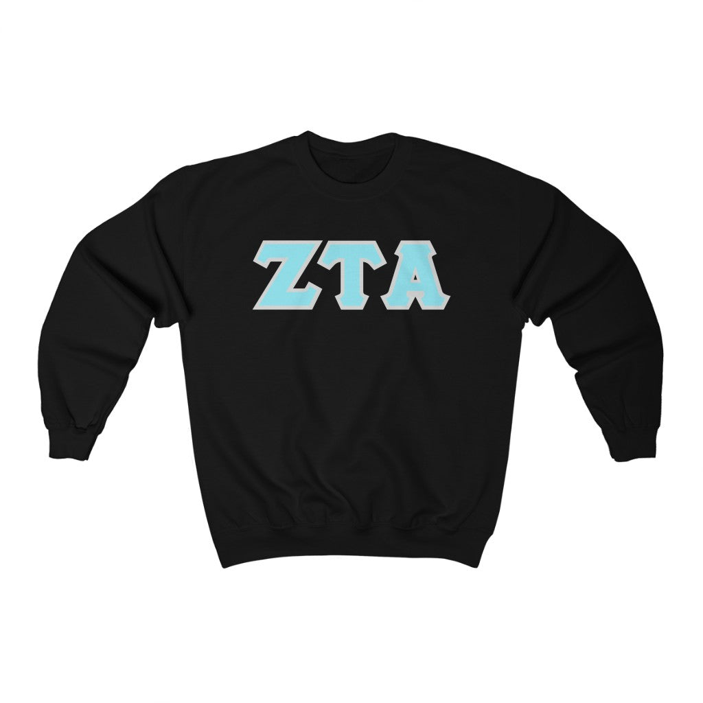 ZTA Printed Letters | Cyan with Grey Border Crewneck