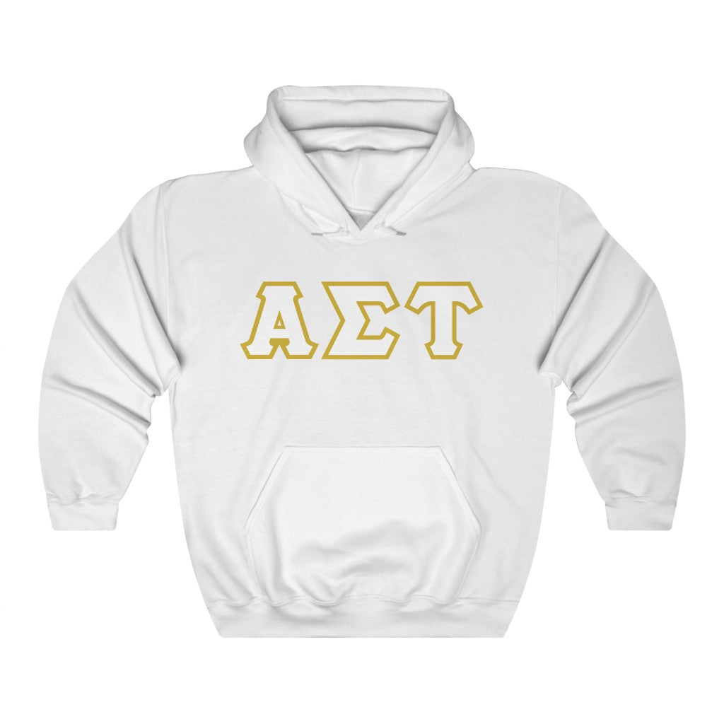AST Printed Letters | White with Gold Border Hoodie