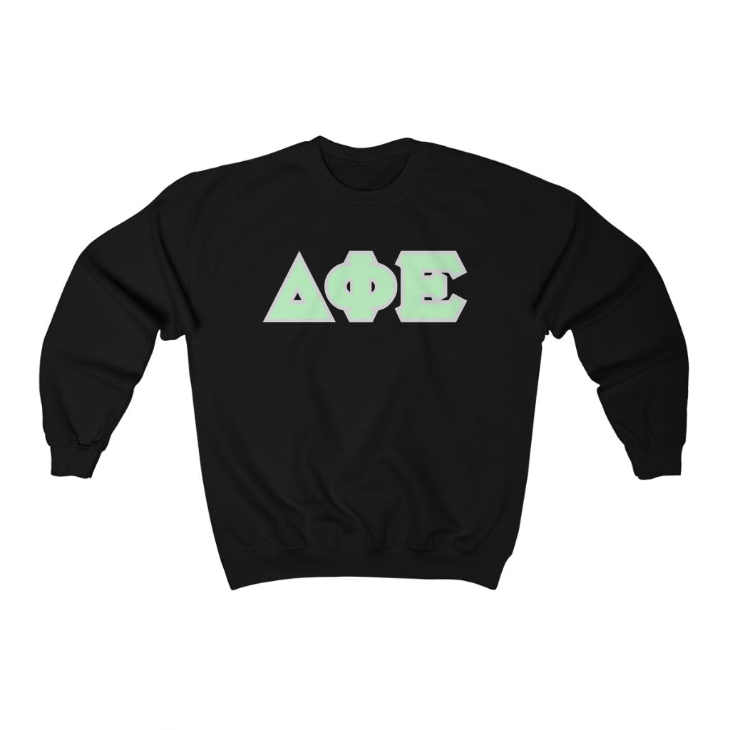 Delta Phi Epsilon Printed Letters | Mint with Grey Border Crewneck