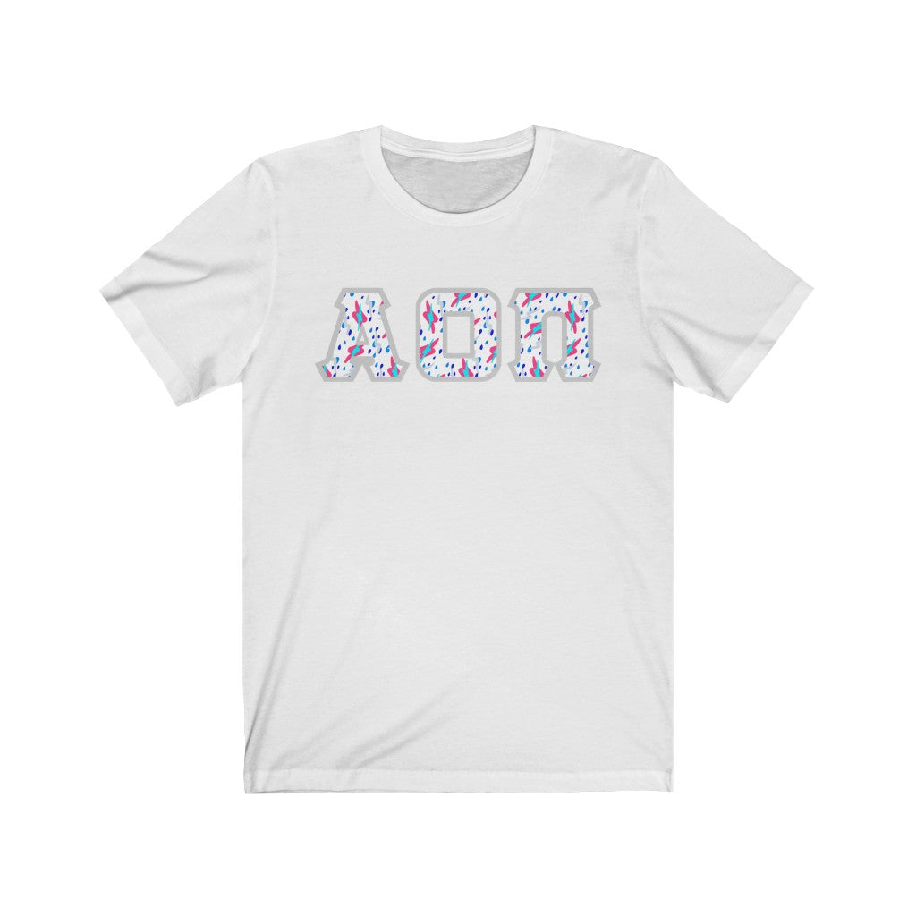 Alpha Omicron Pi Printed Letters | Bayside White T-Shirt
