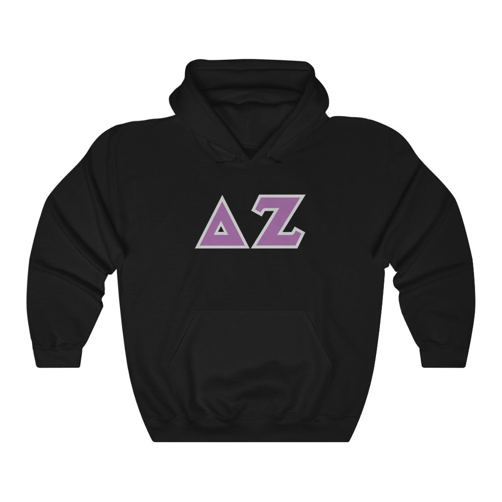 Delta Zeta Printed Letters | Purple & Grey Border Hoodie