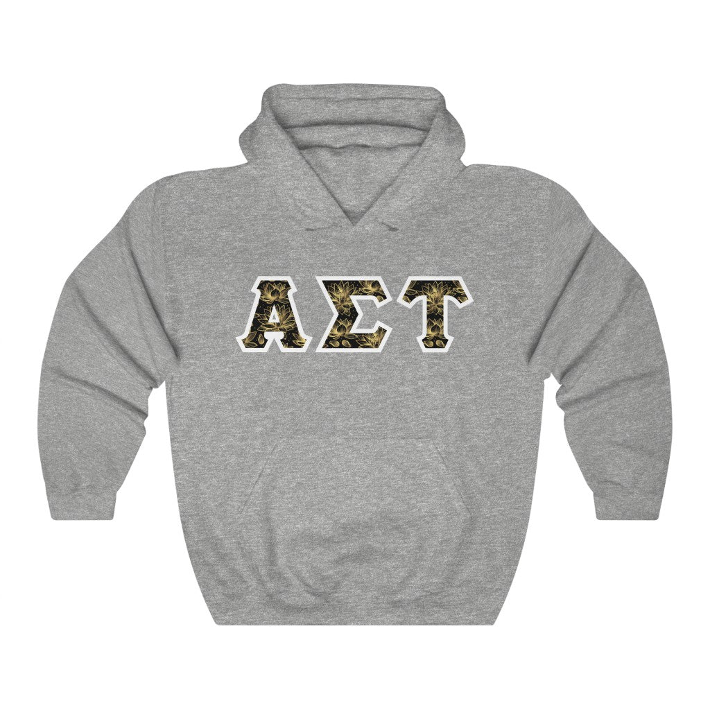 Alpha Sigma Tau Printed Letters | Golden Lotus Hoodie