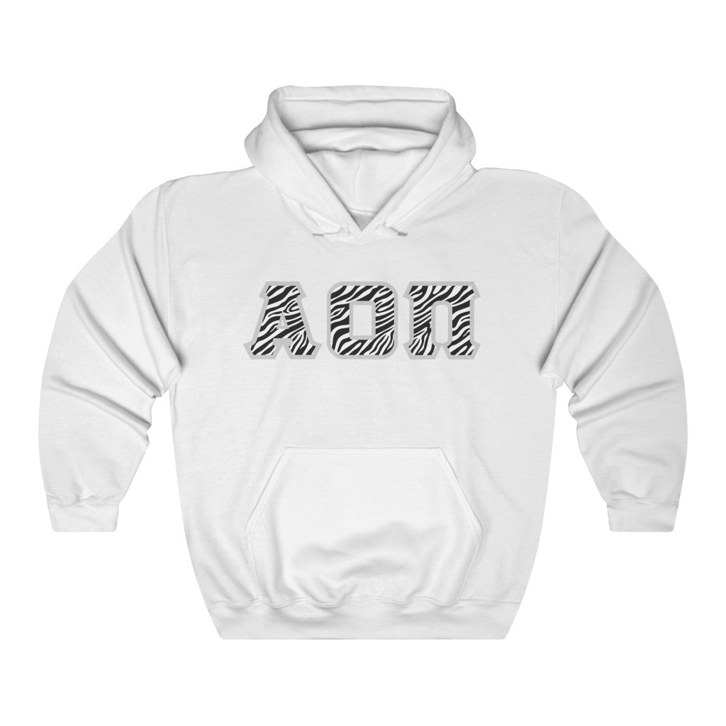 Alpha Omicron Pi Printed Letters | Zebra Print Hoodie