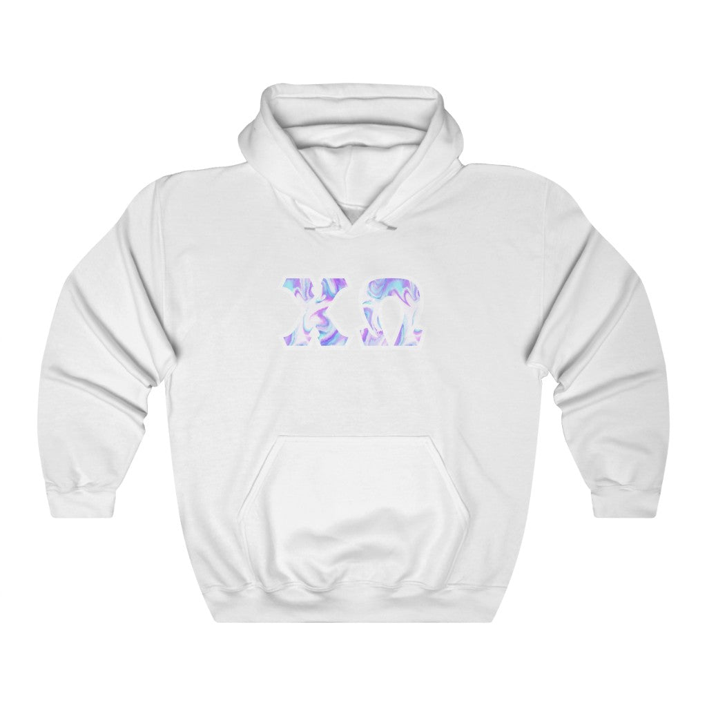 Chi Omega Printed Letters | Cotton Candy Tie-Dye Hoodie