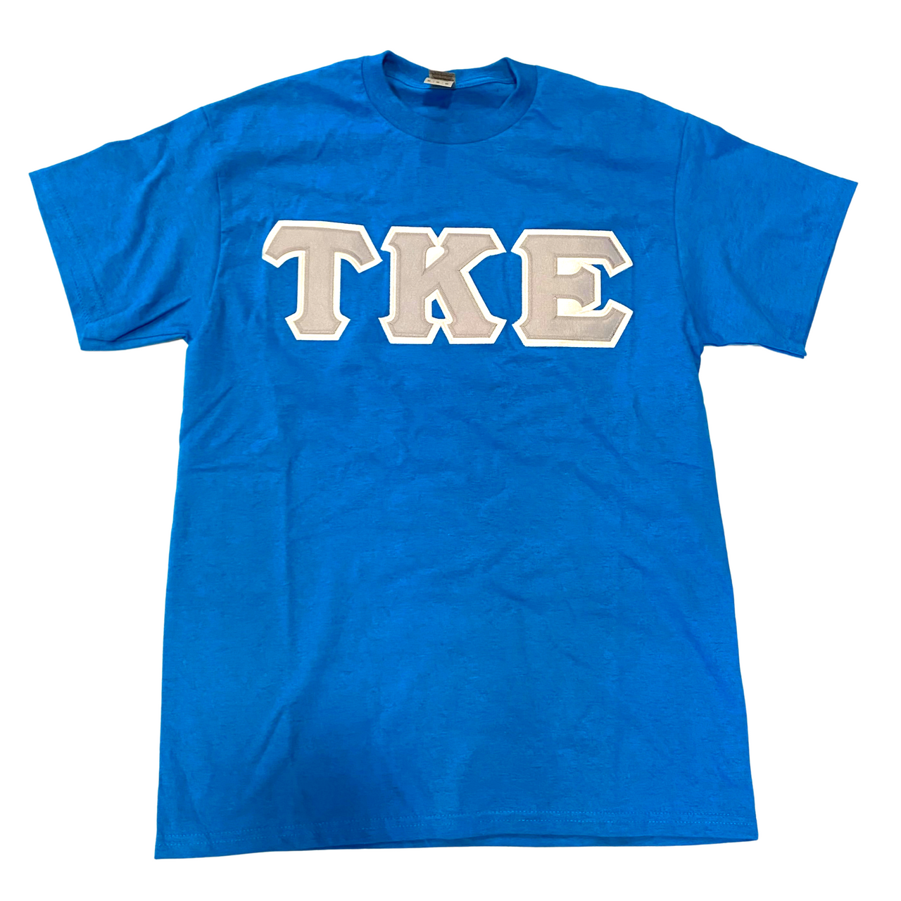 Tau Kappa Epsilon Stitched Letter T-Shirt | Sapphire | Gray with White Border