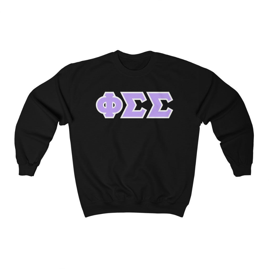 Phi Sigma Sigma Printed Letters | Violet with White Border Crewneck