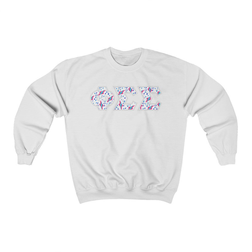Phi Sigma Sigma Printed Letters | Bayside White Crewneck