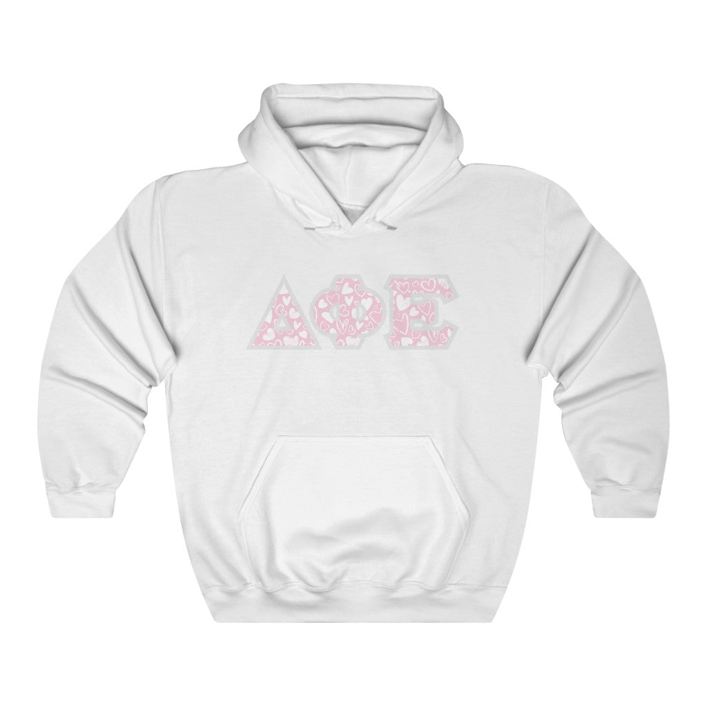 Delta Phi Epsilon Printed Letters | Chalky Hearts Hoodie