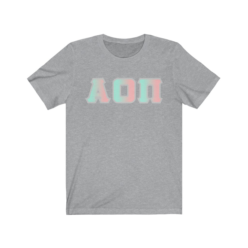 Alpha Omicron Pi Printed Letters | Dreams with Grey Border T-Shirt
