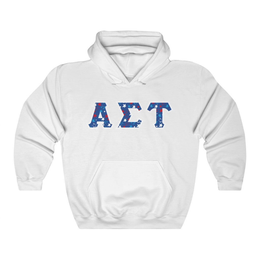 Alpha Sigma Tau Printed Letters | USA Stars Hoodie