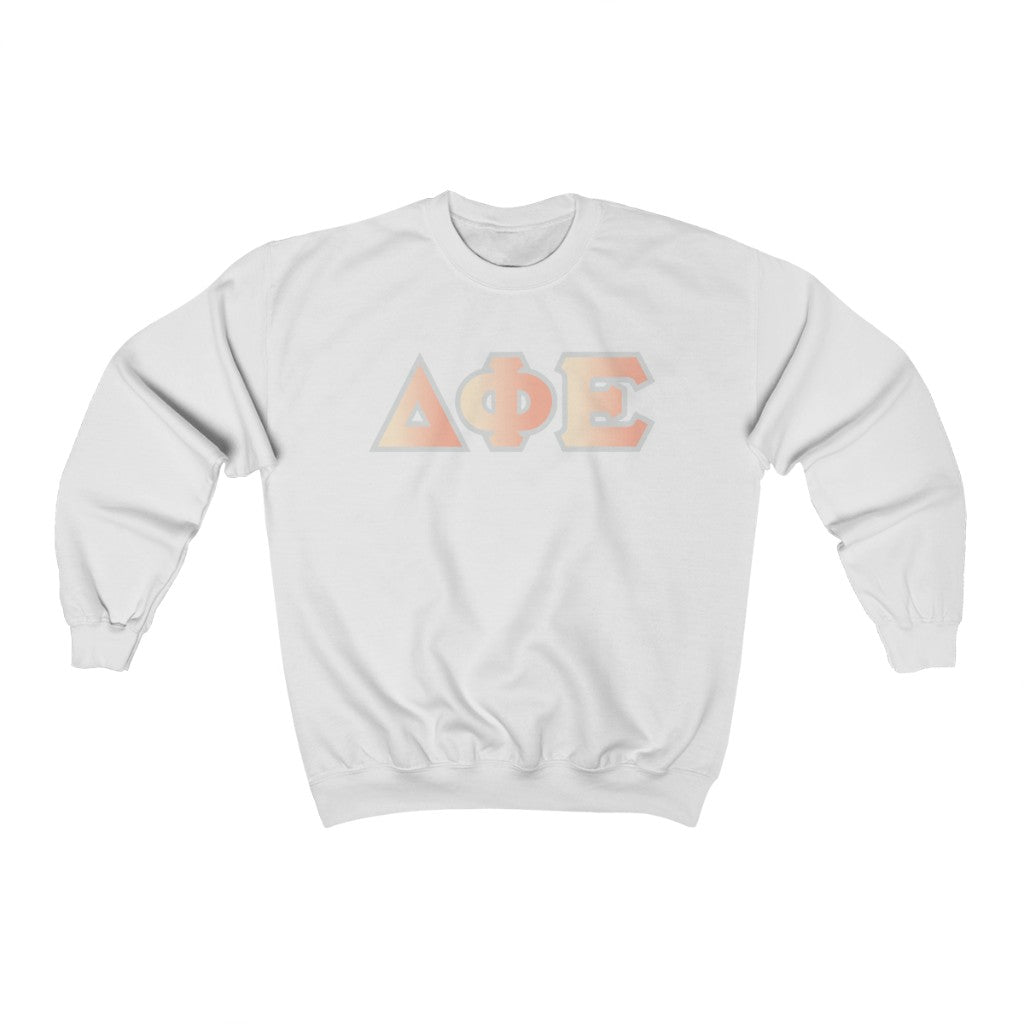 Delta Phi Epsilon Printed Letters | Peach Sunrise Crewneck