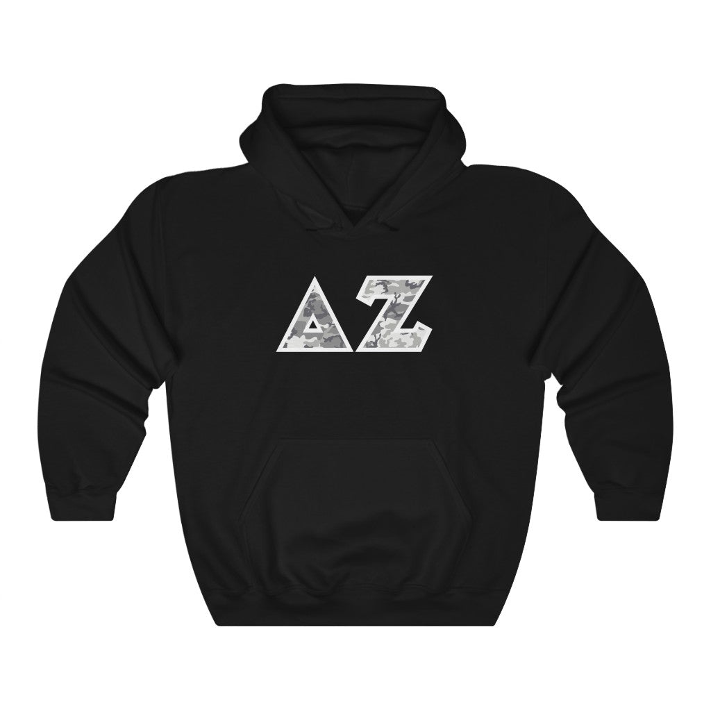 Delta Zeta Printed Letters | Winter Camo Hoodie